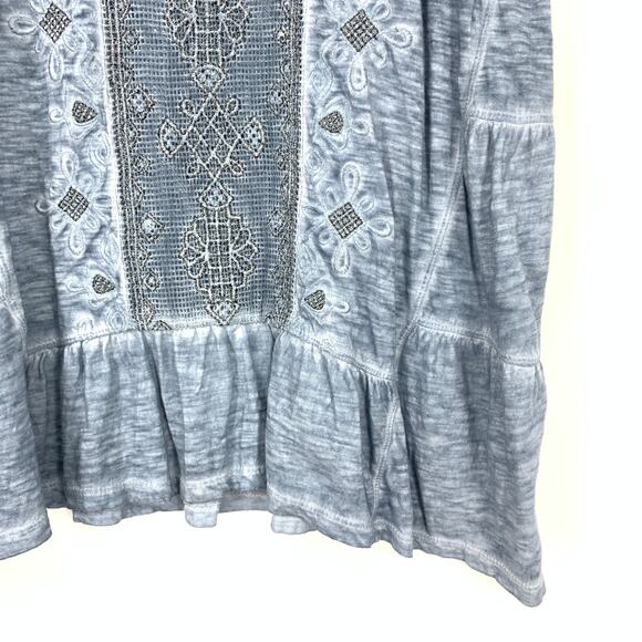 Style & Co. Embroidered Beaded Tiered Tunic Top Womens XL Washed Blue - Picture 4 of 6